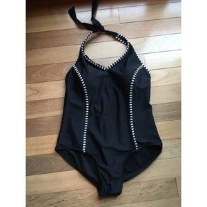 Catalina One Piece Black Halter Swimsuit With Striped Accent Size 2X